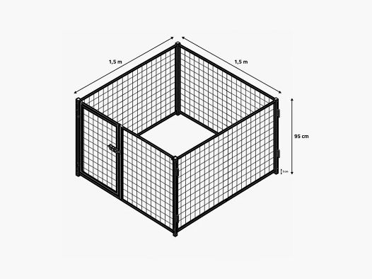 Kit parc à chiot 1,50 × 1,50 m avec porte – hauteur 95 cm