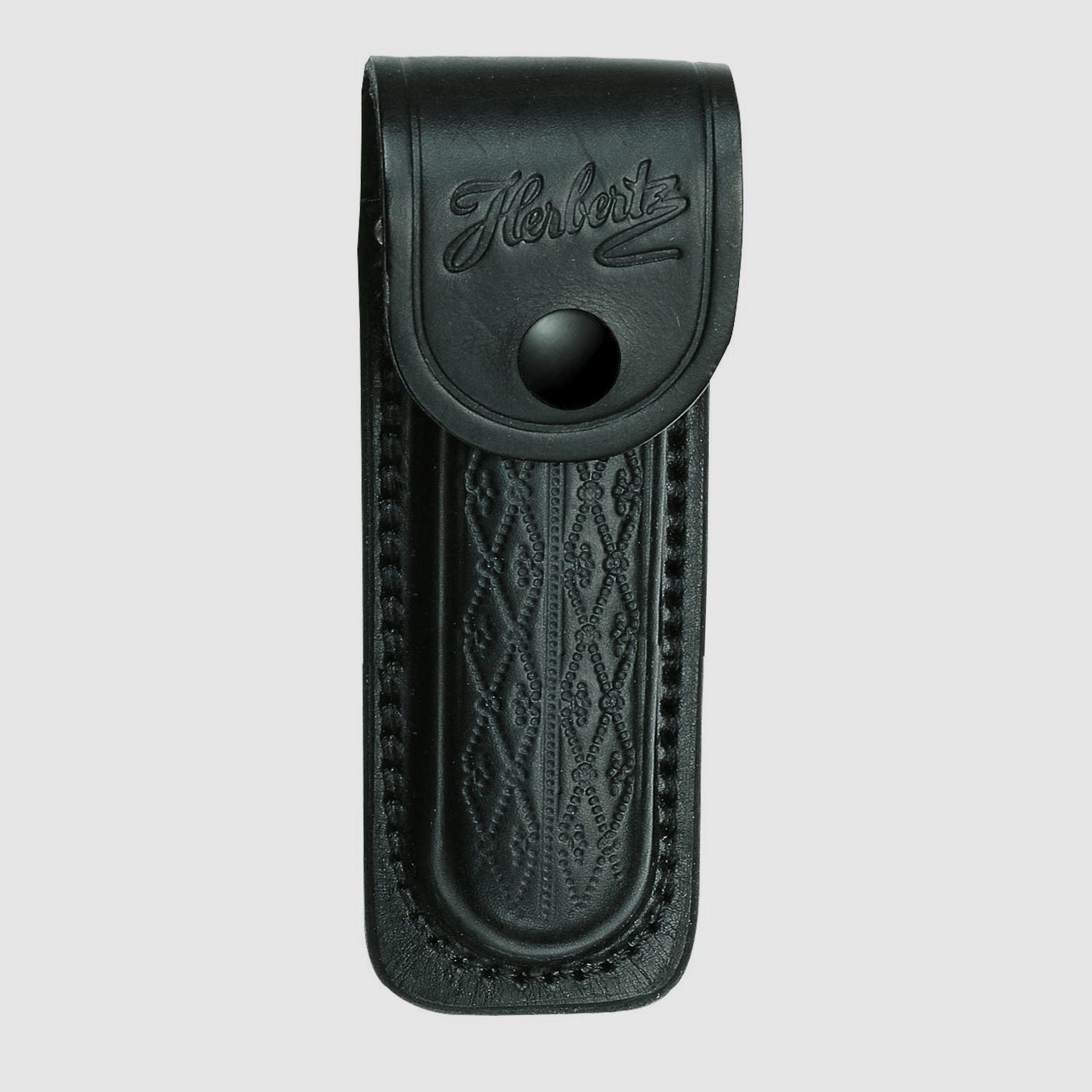schlankes Messer-Etui schwarz Leder mit Muster für Messer 13cm Heftlänge