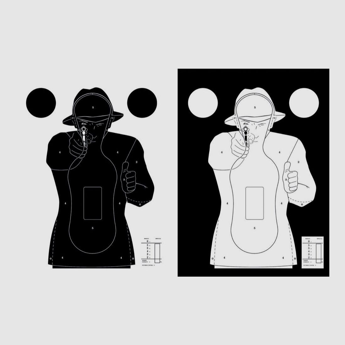100 Bersagli Cartacei Silhouette Polizia 51 x 71 cm Bianchi su Sfondo Nero, immagine 1 di 3