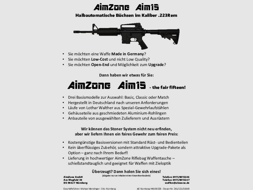AimZone Ha.Büchse .223Rem AimZone Aim15 Match 24L System AR-15, 24" stainless Lauf/ M-LOK Handschutz
