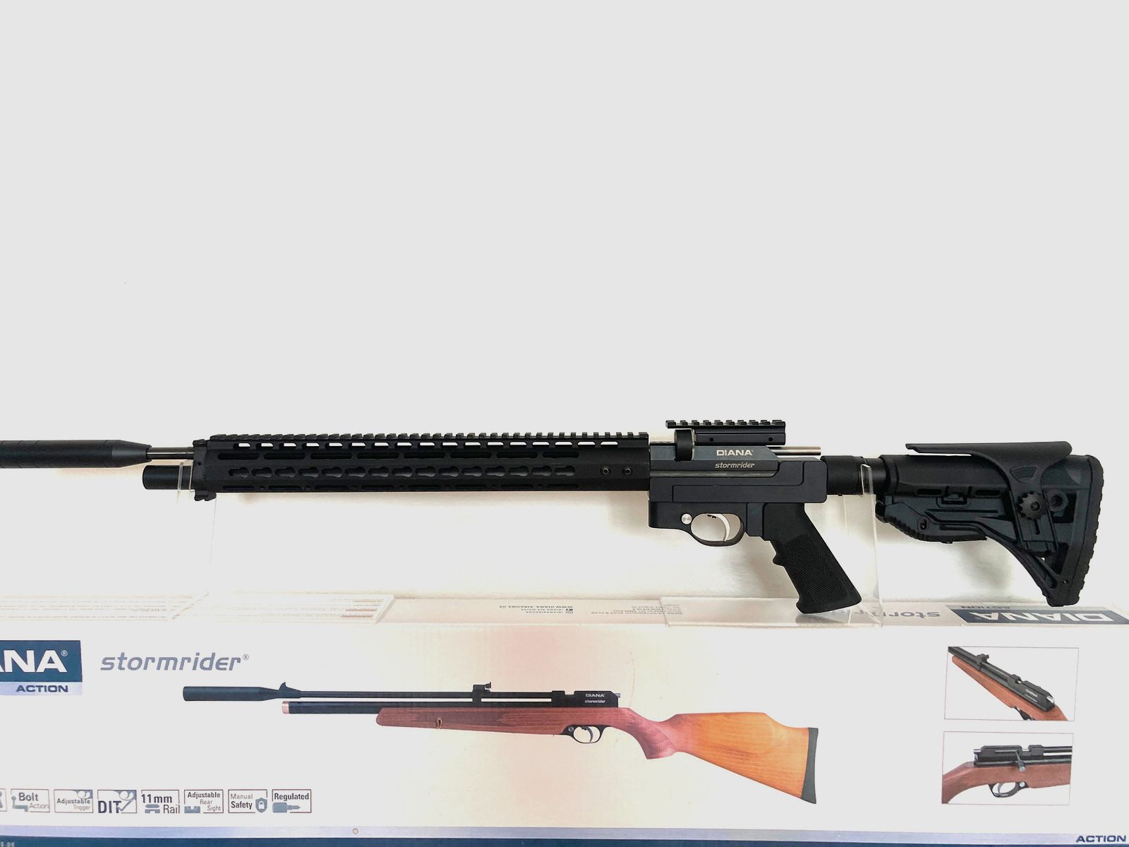Carabine à air Diana Stormrider avec système de crosse aluminium AR15-Tactical, F libre dès 18 ans avec kit export 35J