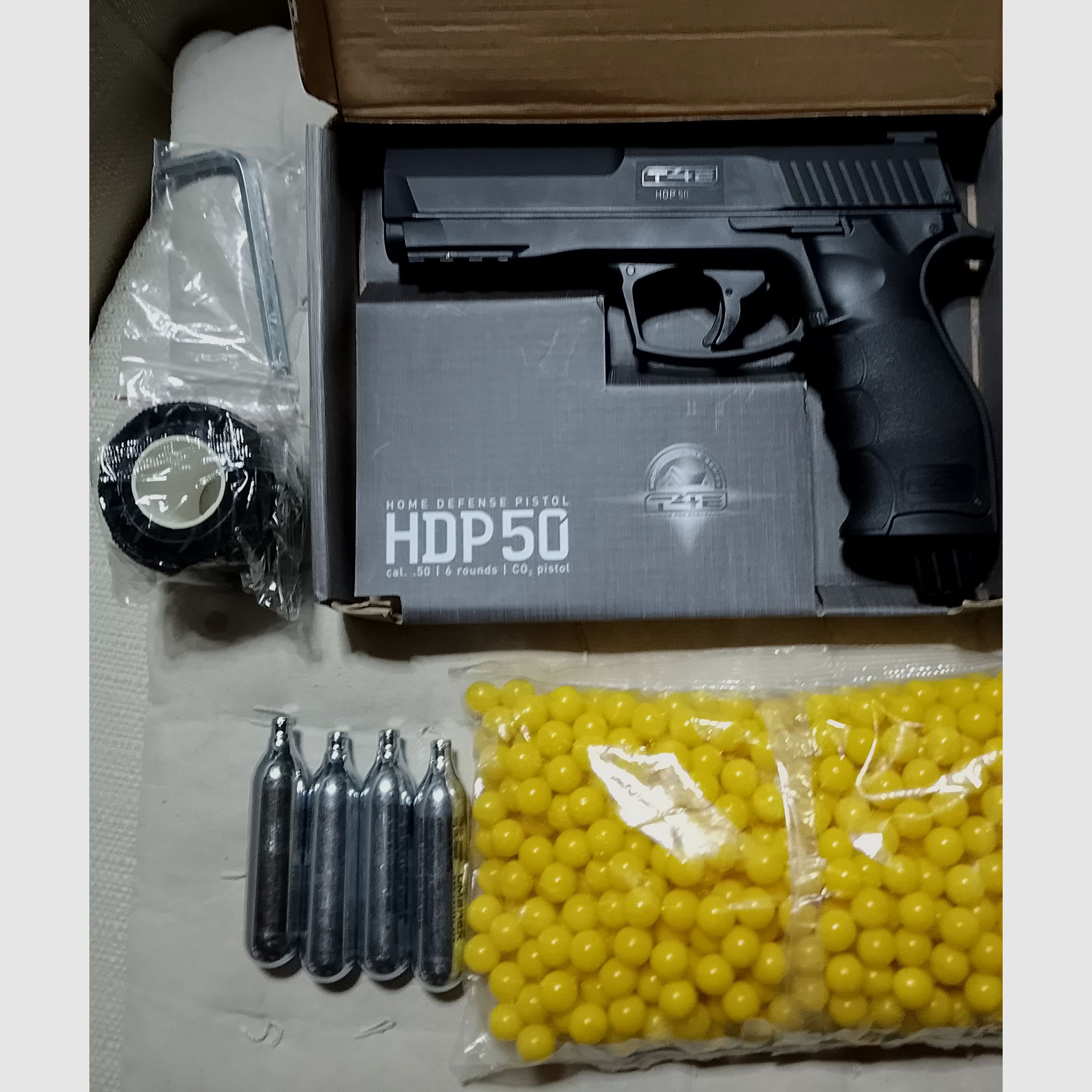 HDP50 Markierer Gen1 T4E Cal .50 Set Kit Paintballs gelb CO2 neuwertig