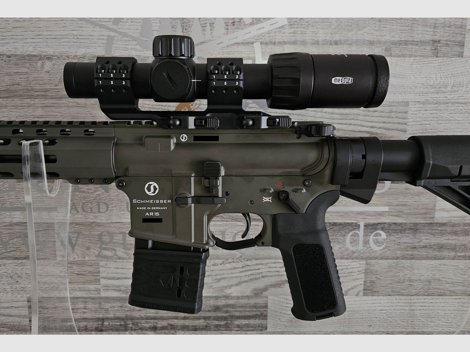 Nowy towar z handlu specjalistycznego - Schmeisser AR15 S4F OD Green 10,5" .223Rem - Zestaw z tłumikiem + lunetą