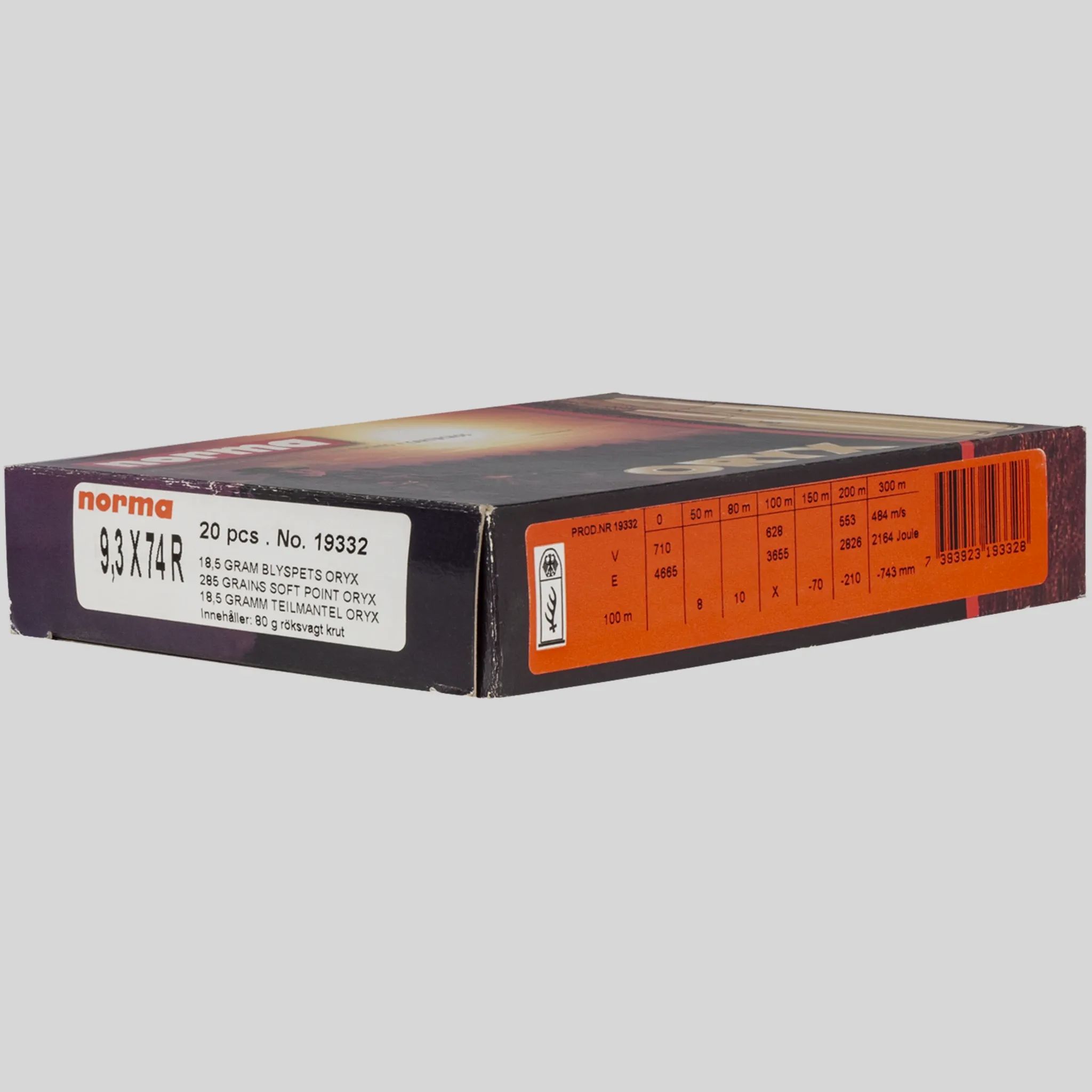 Büchsenpatronen Norma ORYX 9,3x74R Teilmantel  18,5g / 285gr. !!!
