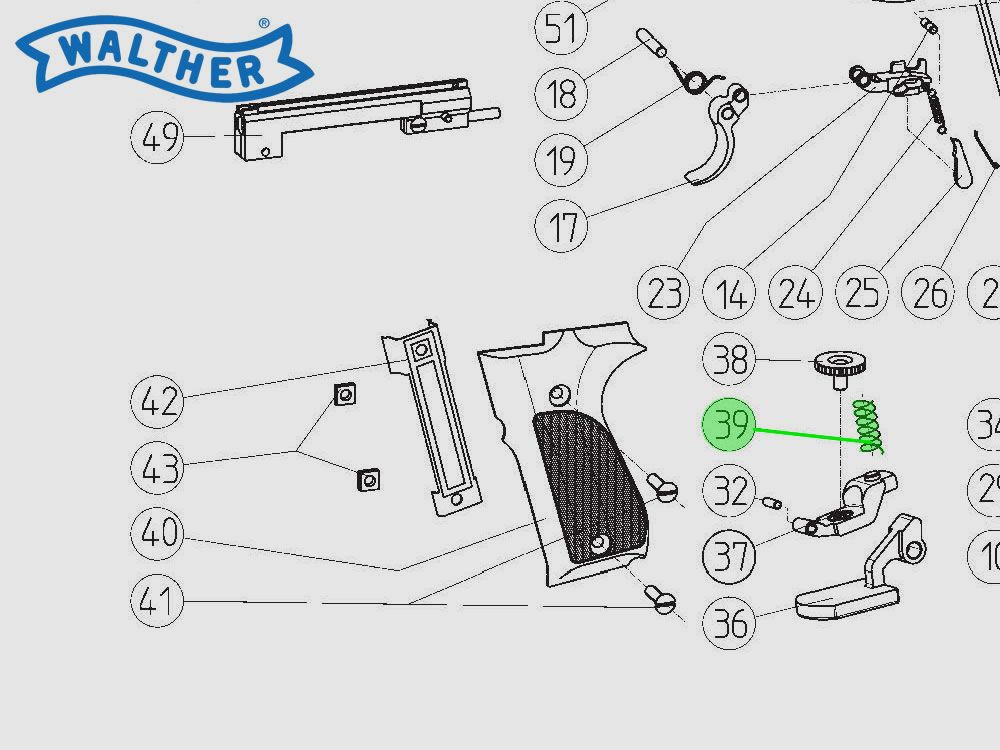 Druckfeder fĂĽr Kapselspanner fĂĽr CO2 Pistole Walther CP88, Ersatzteil