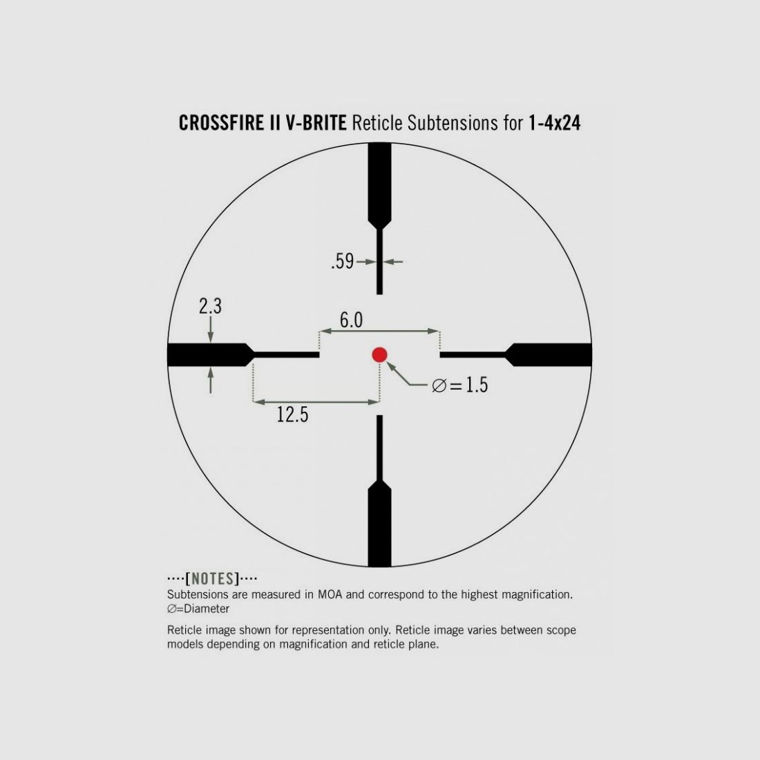 Zielfernrohr VORTEX Crossfire II 1-4x24 Absehen V-Brite Moa, Bild 6 von 8