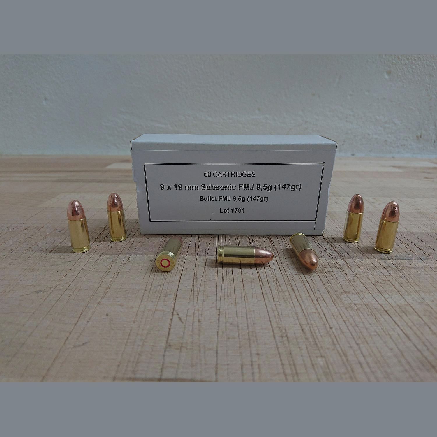 PPU 9x19mm Subsonic FMJ 147grs 9,5g