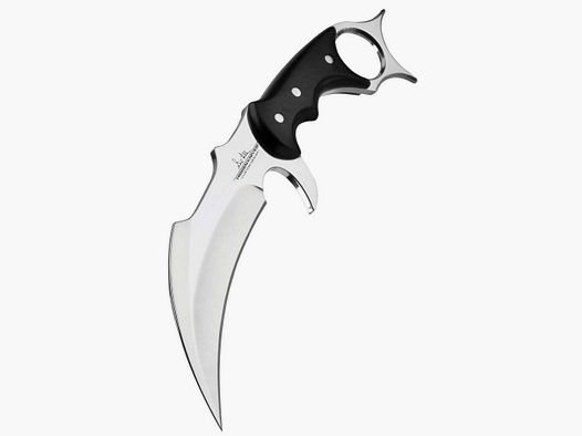 Messer mit Scheide aus schwarzem Leder