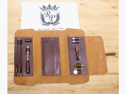 Rey Pavón Flinten Putzset Kal. 12 in Ledertasche.