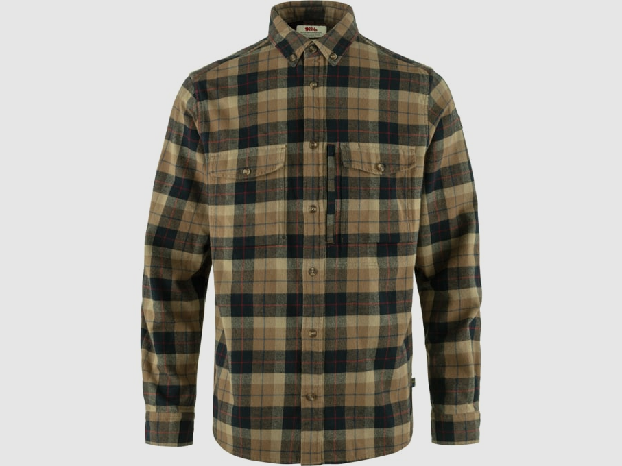 Fjällräven Värmland Schweres Flanellhemd M Dark Sand / Dark Navy