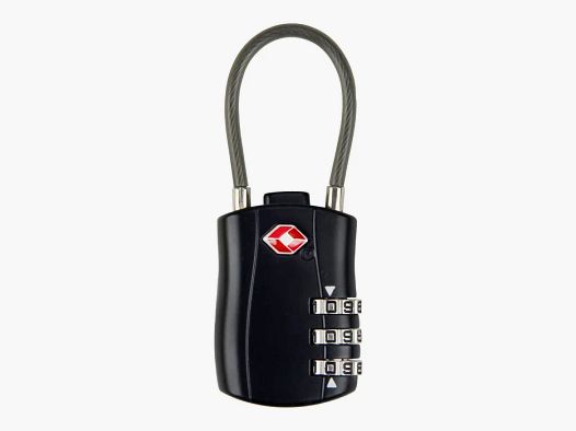 Candado de maleta TSA "Comfort" con cable de acero en negro