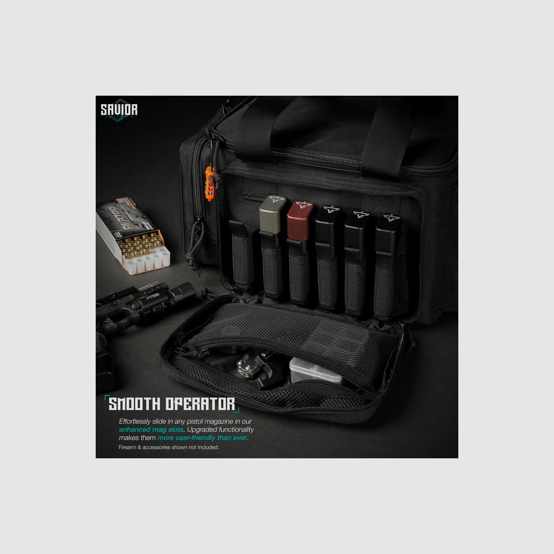 SAVIOR EQUIPMENT [SPECIALIST SERIES] HARTE SEITEN RANGE BAG, MIT 3 EINZELNEN PISTOLENBEUTELN, VERSTELLBAREM MITTELTEILER, OD GRÜN, Bild 3 von 3