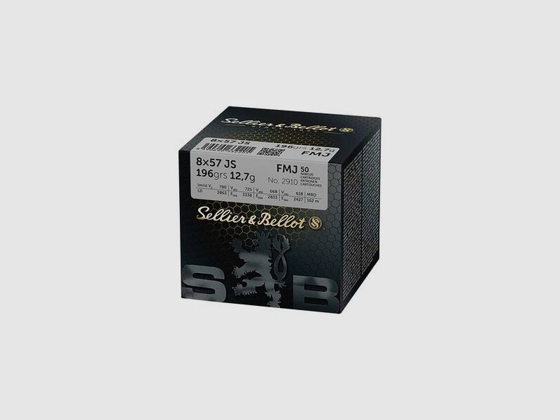 Sellier & Bellot full metal jacket 196 grains 50x cartridges in a box
