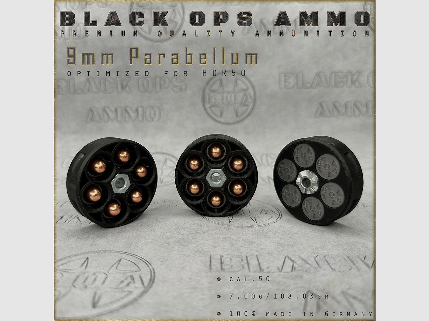 18x + 2 9mm Parabellum BLACK OPS AMMO HDR 50 TR cal.50 Munition T4E Umarex HDR50 TR50