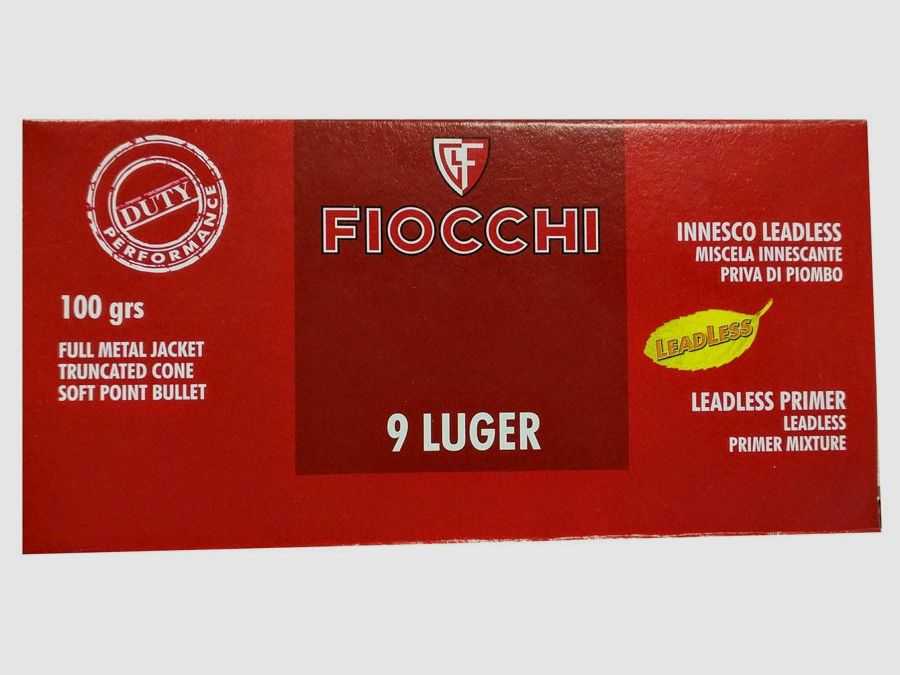 FIOCCHI Munitie – 9mm. Para. – 100 grains – semi-jacketed LeadLess