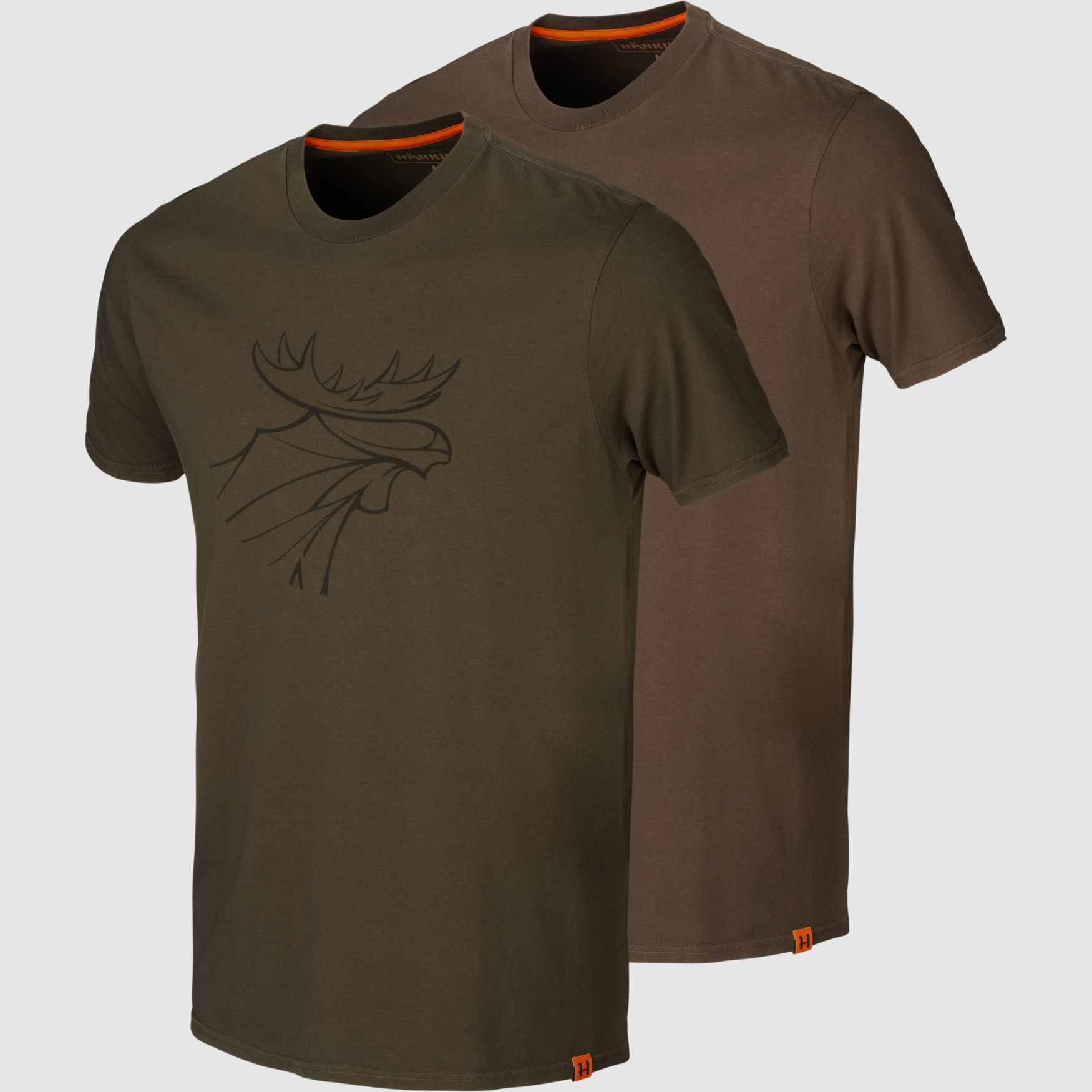 Härkila Graphic T-Shirt 2-Pack Willow Green/ Slate Brown