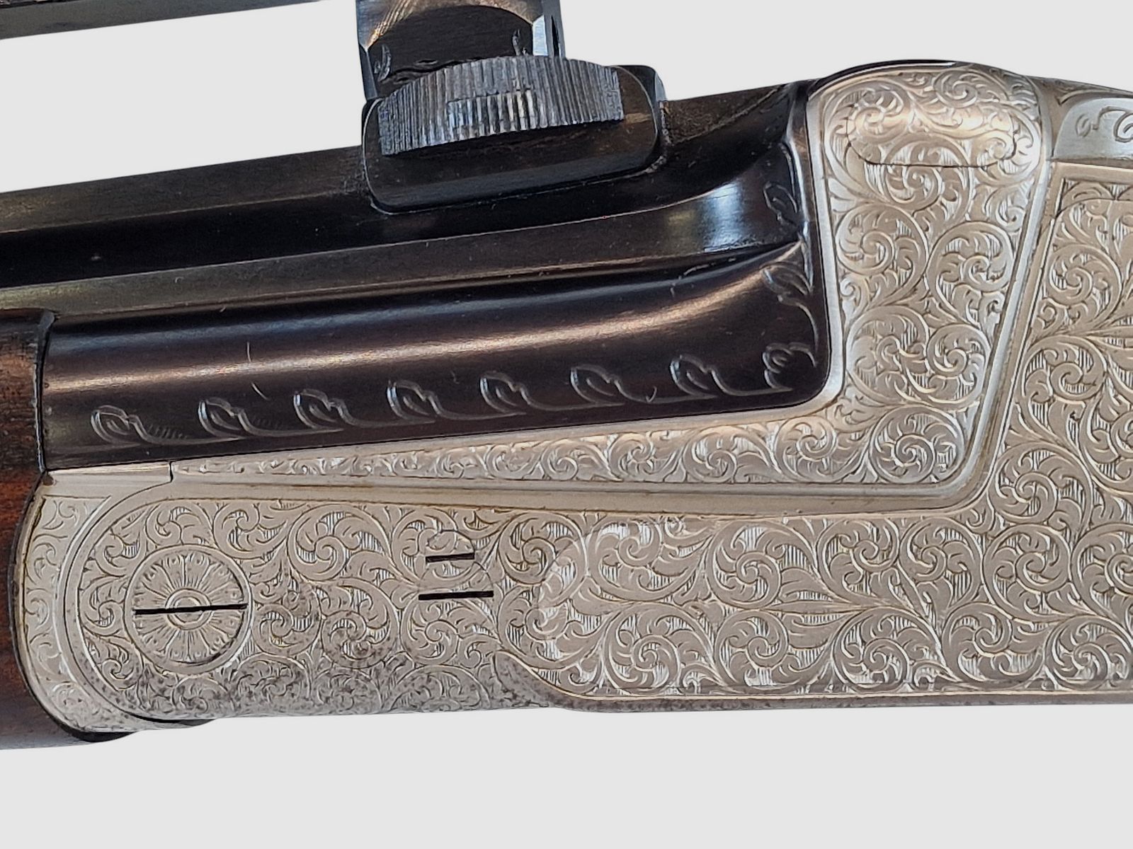 Outschar Ferlach Seitenschloss Kipplaufbüchse im Kal. 6,5x57R mit variabler Zeiss Optik
