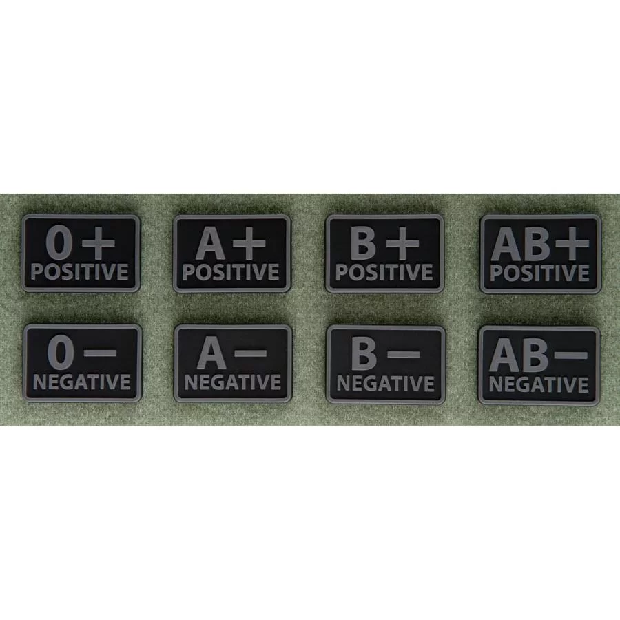 Helikon Blood Group Emblem (set – 2 pcs.) – PVC – Black-Black – B/Rh+, image 4 of 6