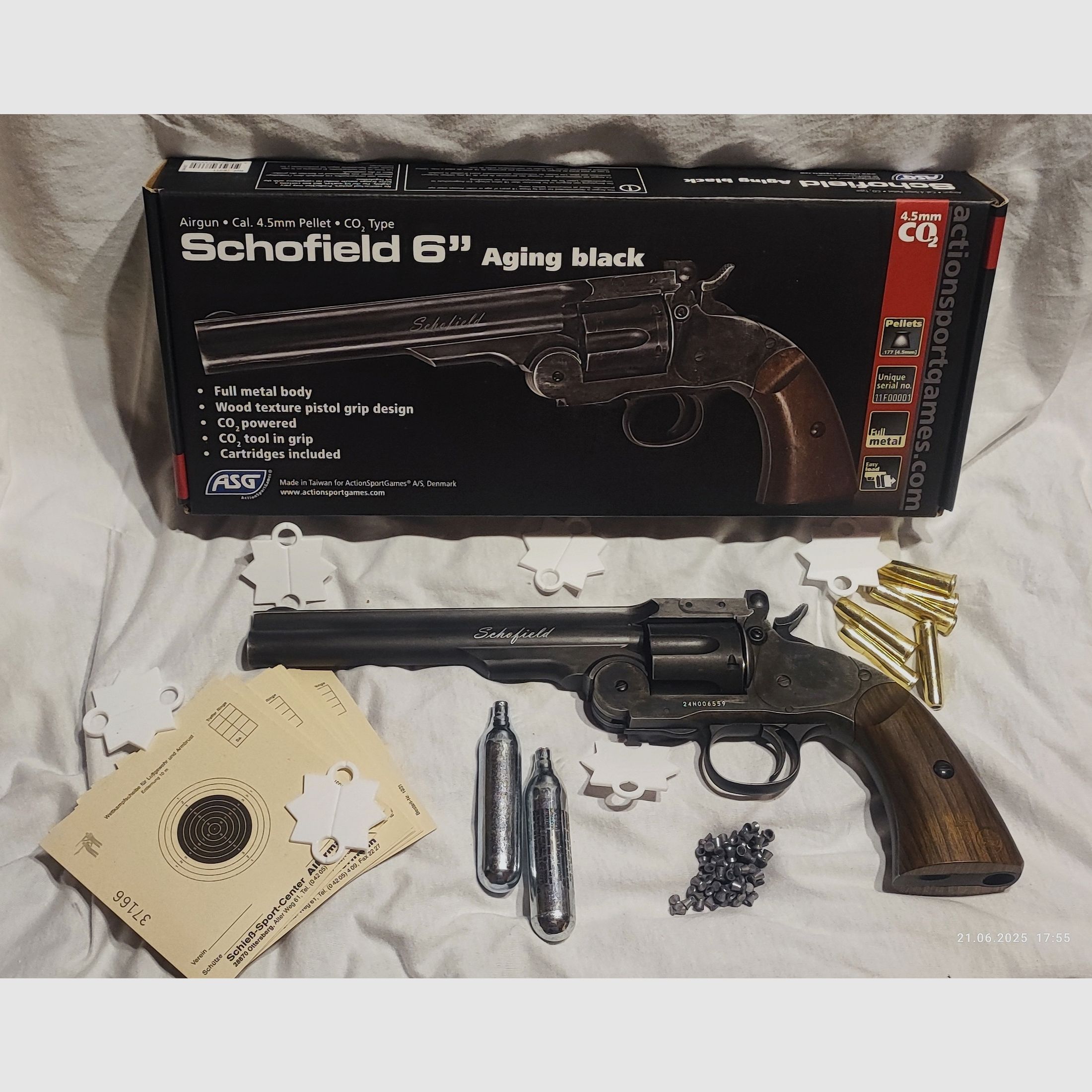 Asg Scofield 6 Zoll CO2 Luftpistole/Revolver Set 