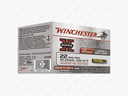 Zündhütchenpatronen Kaliber 22 MAG WINCHESTER SUPER-X JHP