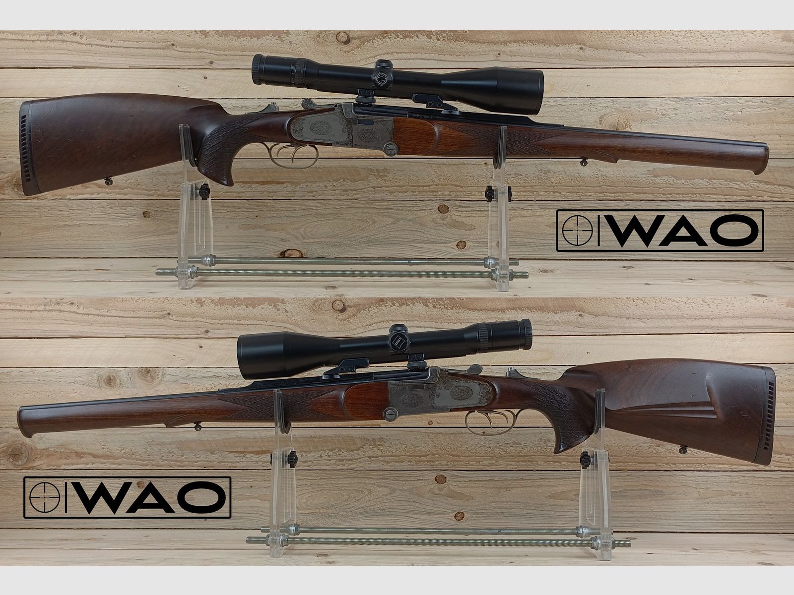 Double express rifle Otto Baier Linden, cal. 9.3x74R, .243Win *Rareté - avec Zeiss Diavari*, image 1 sur 8