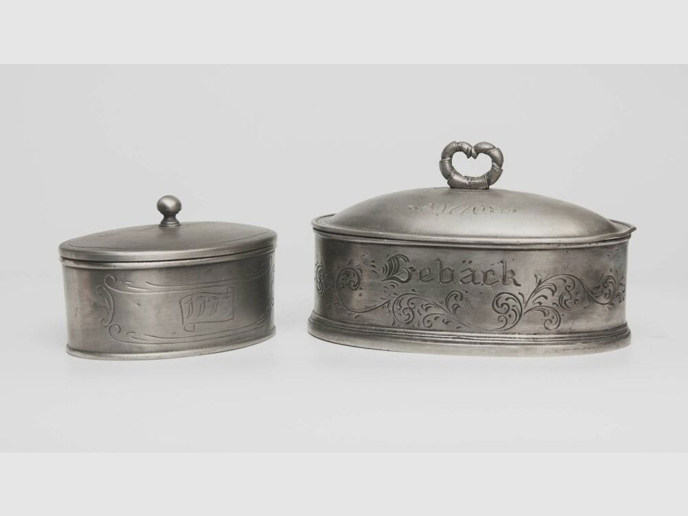 antike Zinndose Jagdschmuck Deko