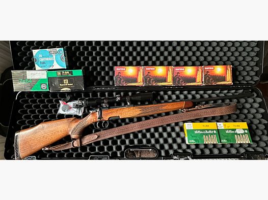 Steyr Mannlicher Model M – hunting rifle with German set trigger, including Zeiss scope, Docter sight & ammunition