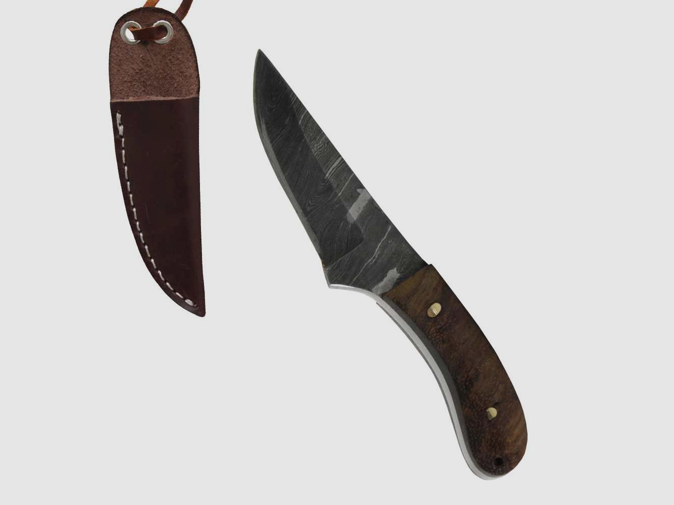 Damast kleines Mini-Messer mit Lederscheide