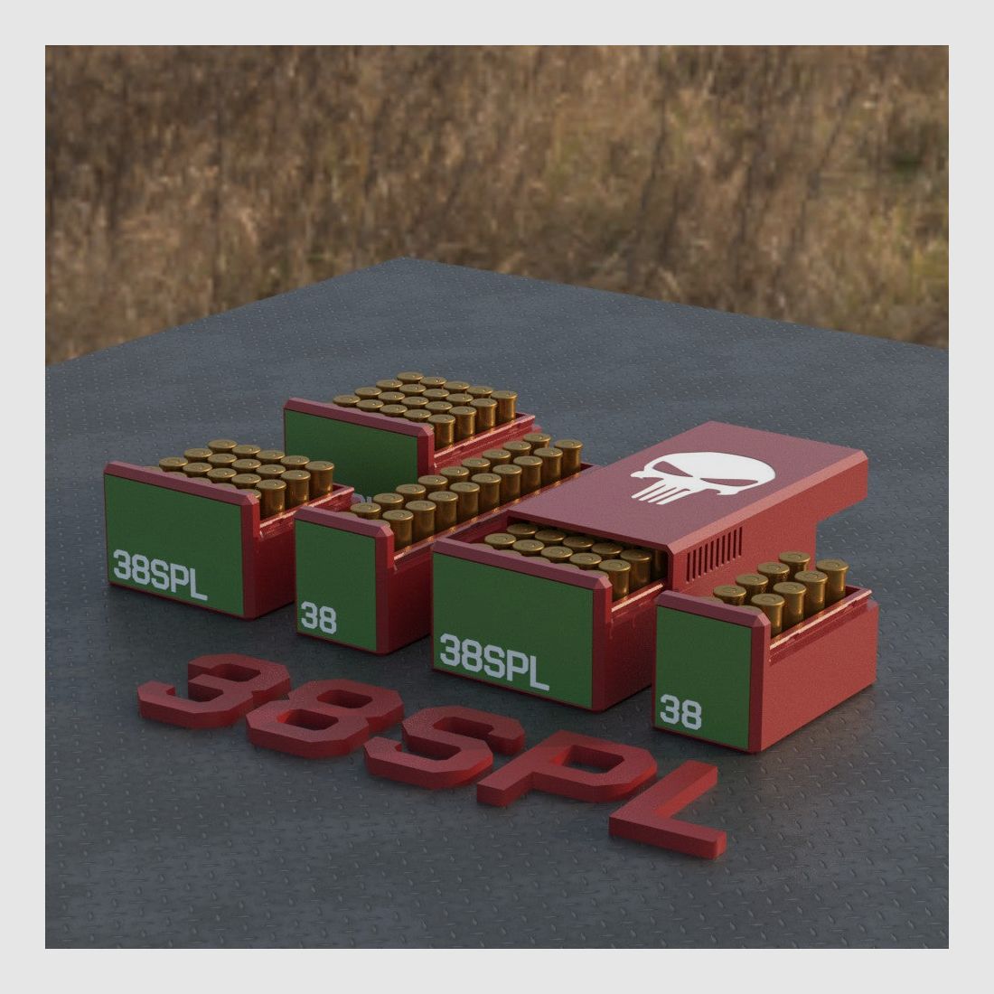 Filamelt caja de municiones / Caja de municiones .38 Special - caja de cartuchos para 50 disparos, fabricada en Alemania
