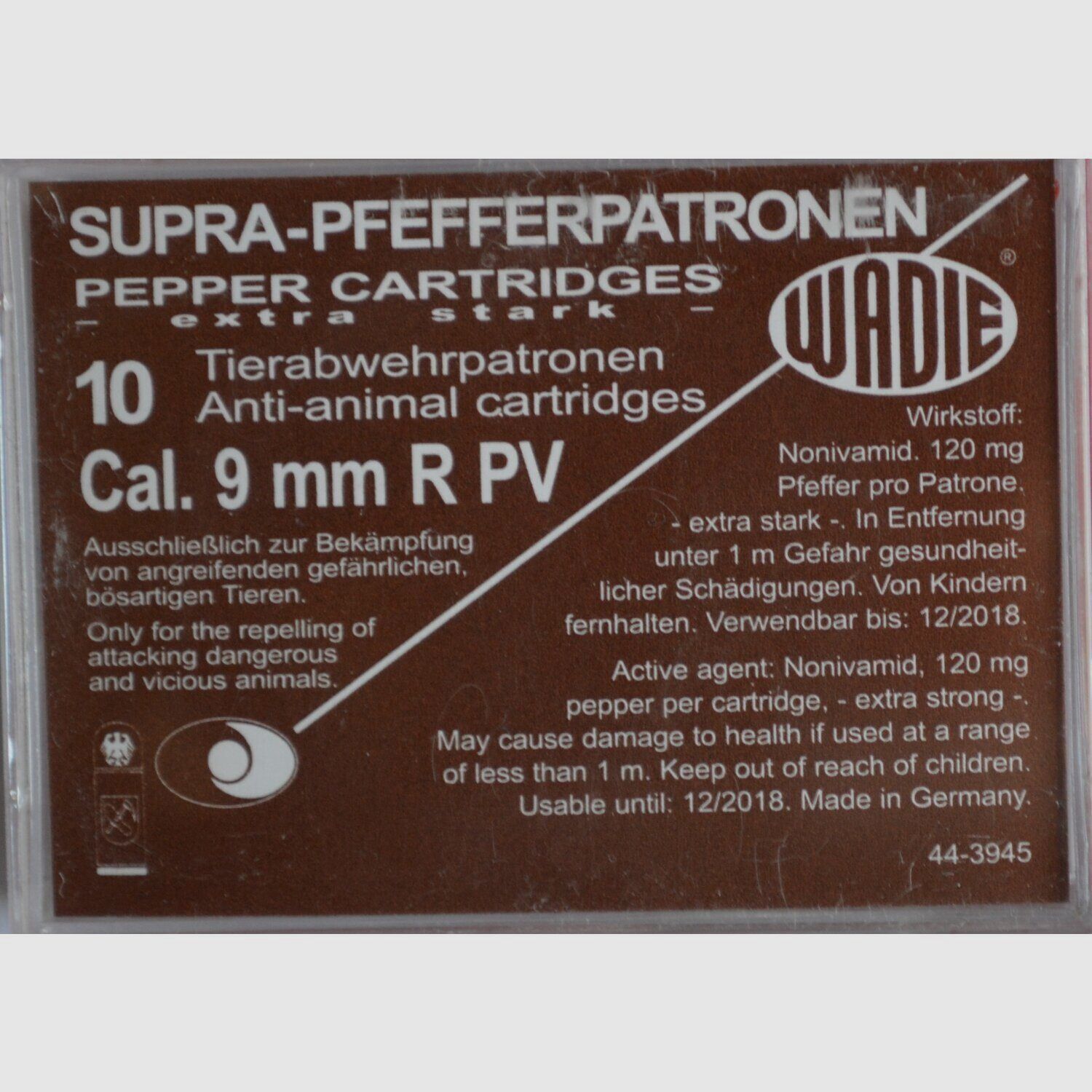 Cartucce 9 mm/380 Pv Supra Gas al Pepe X10, immagine 2 di 2