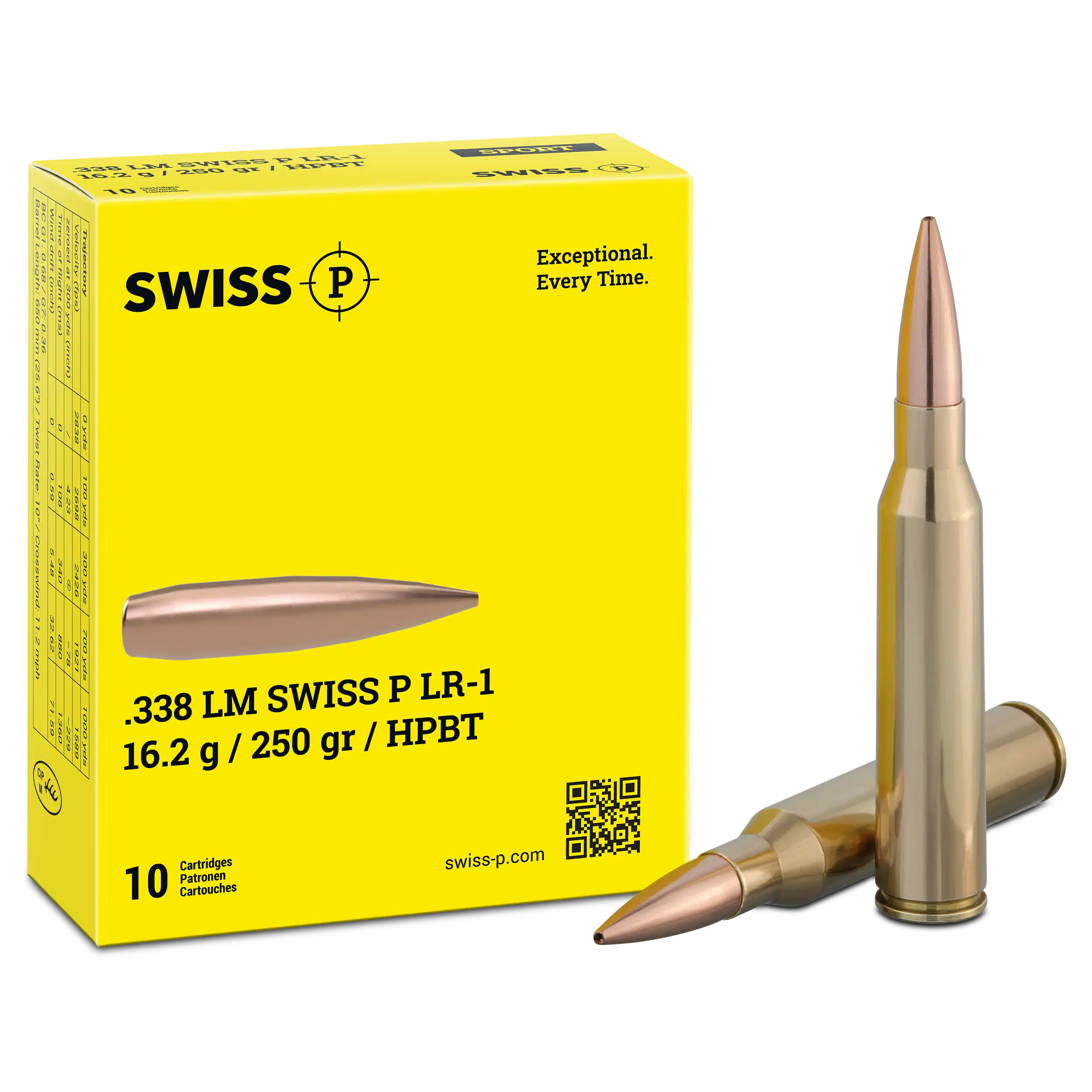 .338 Lapua Mag. Swiss P LR-1 HPBT 16.2g / 250grs. – 10 szt., zdjęcie 1 z 3