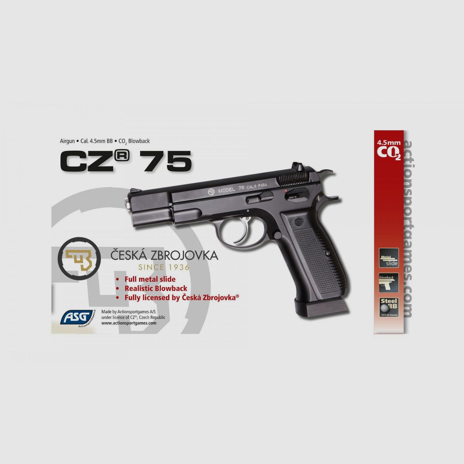 CZ 75 Pistool met Stalen Kogel CO2 Aandrijving, afbeelding 10 van 10