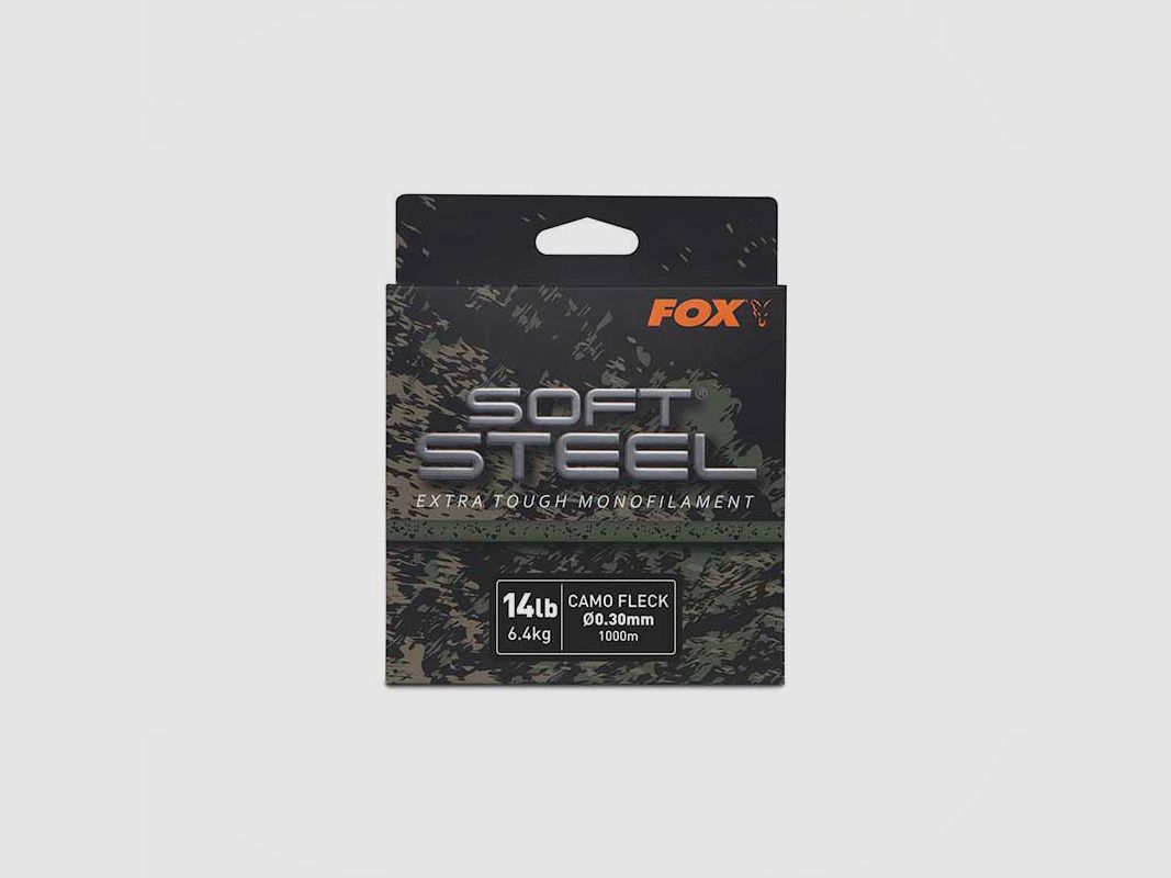FOX – SOFT STEEL EXTRA TOUGH MONOFILAMENT 14lb 6.4kg CAMO FLECK Ø0.30mm 1000m, image 1 of 5