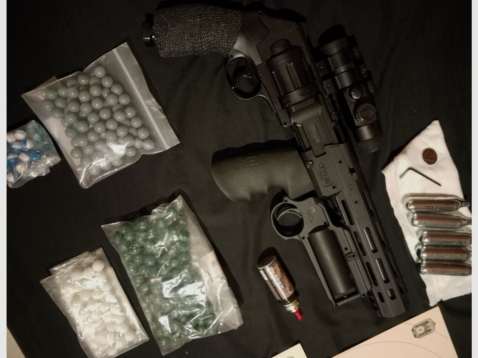 Long T4e HDR50 Tactical Rifle Kit punto rojo balas de goma RAM Paintball marcador Cal .50 set cápsulas CO2 revolver lanzador de pimienta lanzador de pimienta cañón largo Red DOT