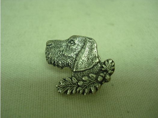 Badge German Wirehaired - old silver, clamp safety