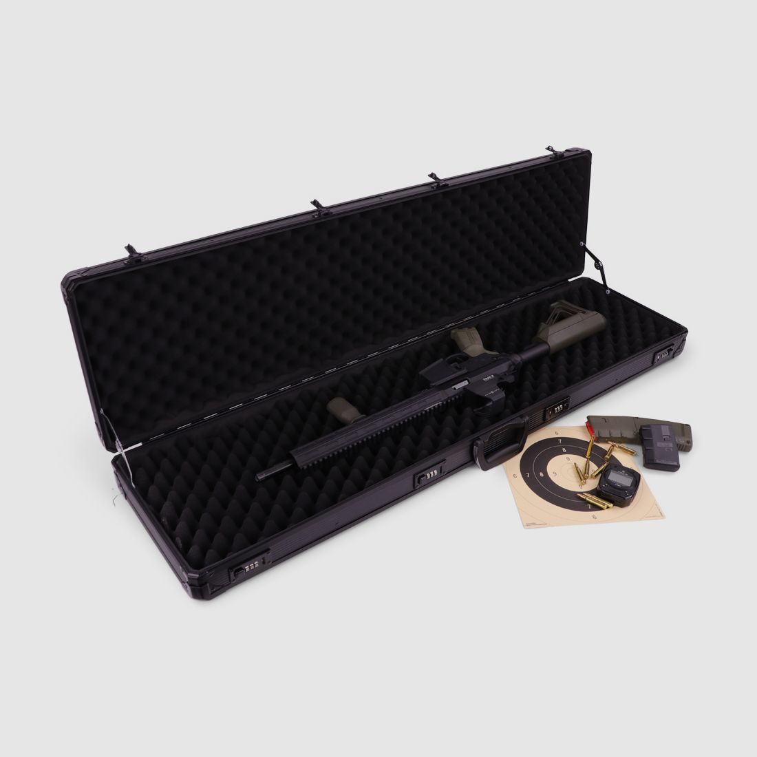 Custodia per fucile invernale W12 - lunghezza interna di 119 cm - 1 fucile lungo - 4 serrature a combinazione - protuberanze (Notte)