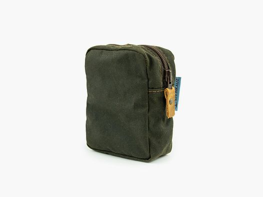 Modulus Reißverschlusstasche, Waxed Cotton, klein, Oliv