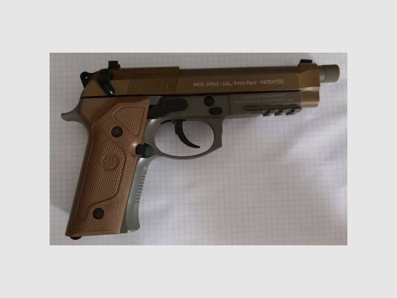 Komplettset Beretta M9 A3 FDE Softair-Co2-Pistole Kaliber 6 mm BB Blowback