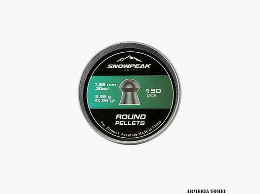 AIR GUN PELLETS – SNOWPEAK – ROUND PELLETS 7.62mm .30 cal – 2.96g – 45.68gr (150pcs)