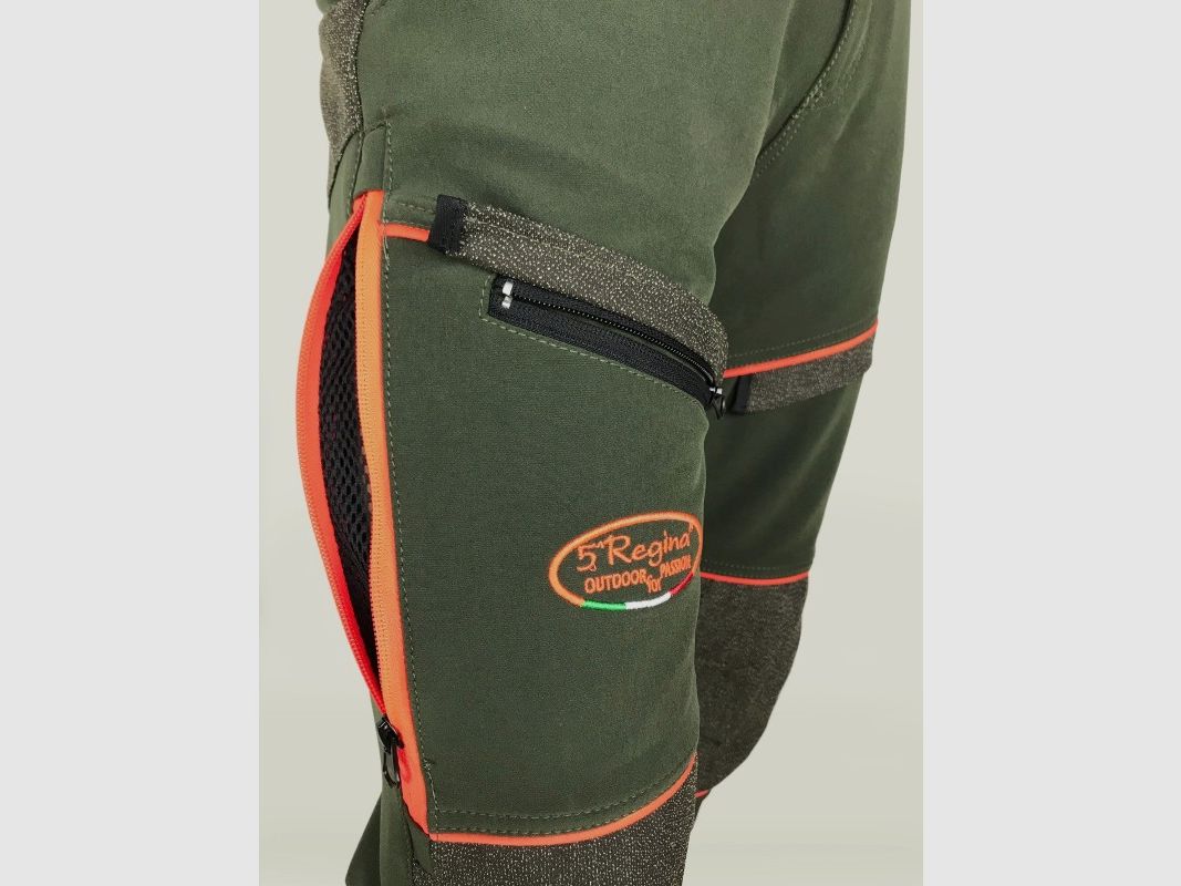 Quinta Regina Agility elastische broek met Kevlar-inzetten in groen en oranje, afbeelding 4 van 6
