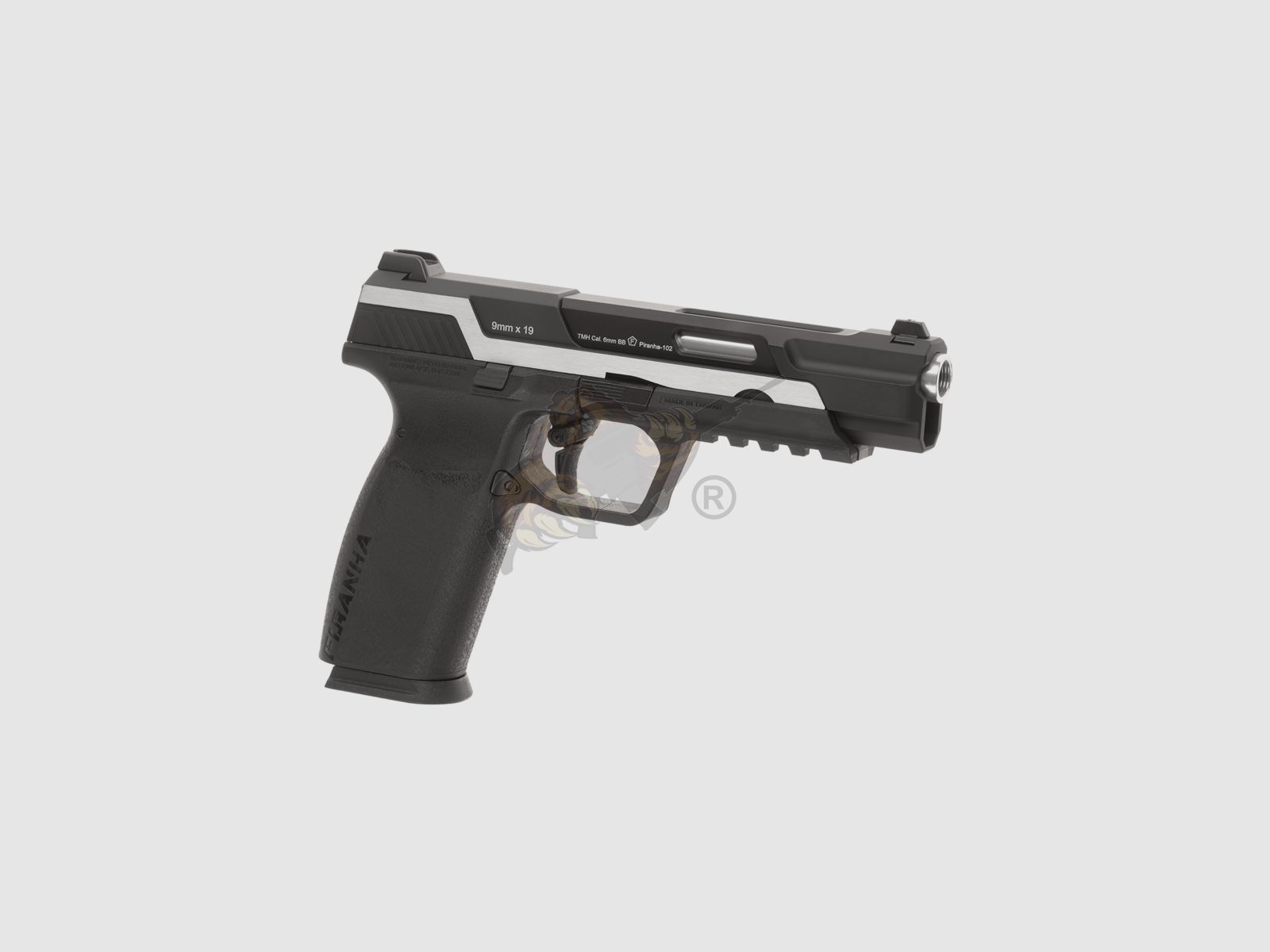 G&G Piranha Mk I GBB Airsoft Pistole in schwarz/silber -F-