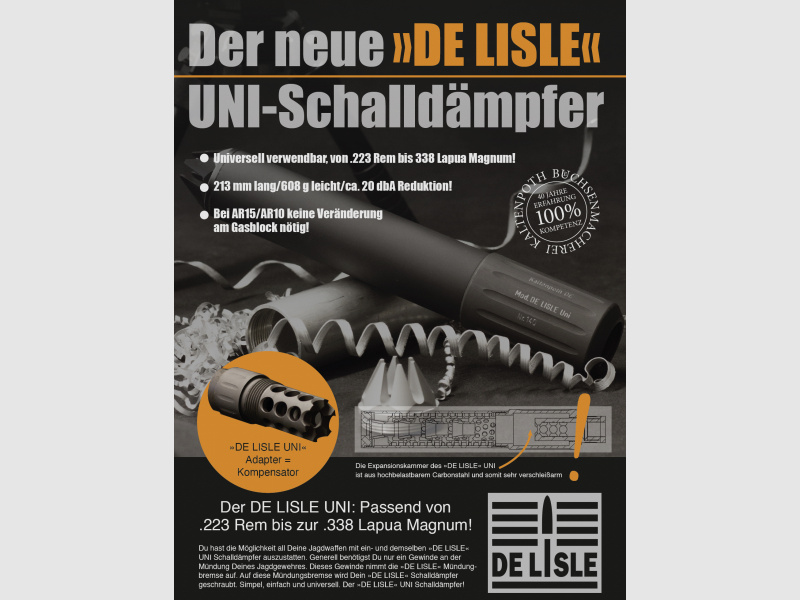 DE LISLE Uni-Schalldämpfer AR15 AR10