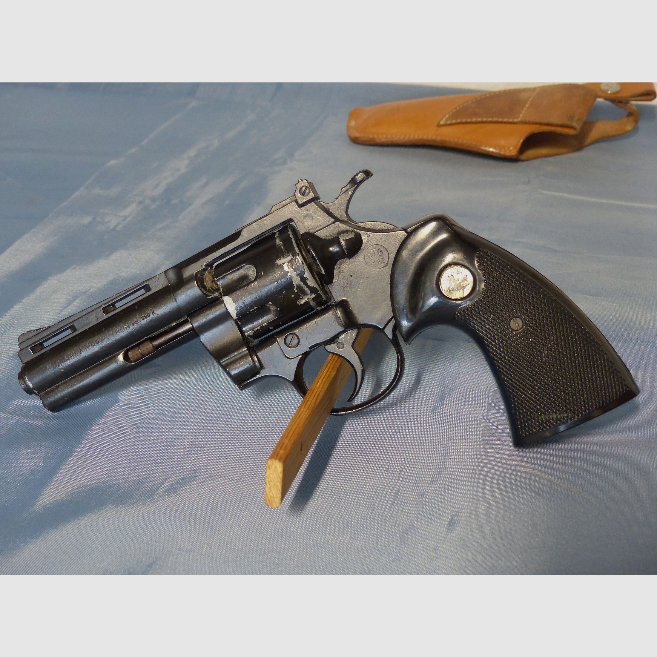 Schreckschuss Gas Revolver Umarex Python Cal. .380 Knall PTB 282 mit Holster + Abschussbecher vintage