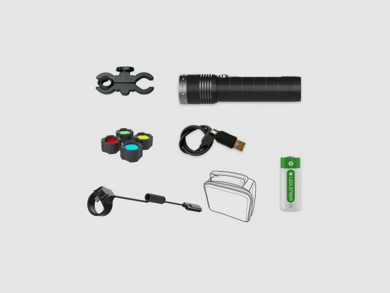 Lampe de poche Led Lenser MT14 1000 Lumens Rechargeable Kit Chasse