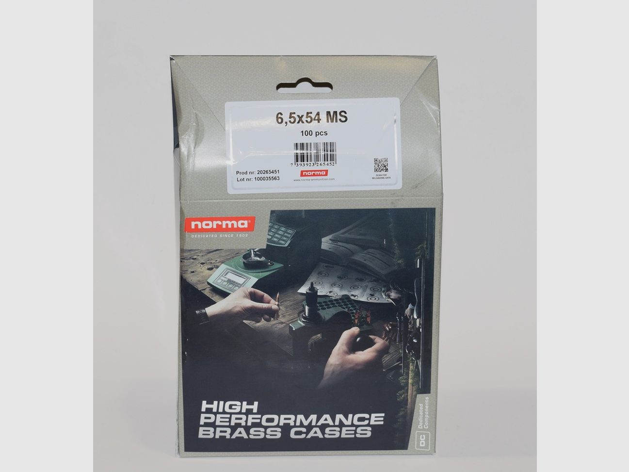 Doos van 100 messing hulzen Norma kal. 6.5×54 Mannlicher Schoenauer