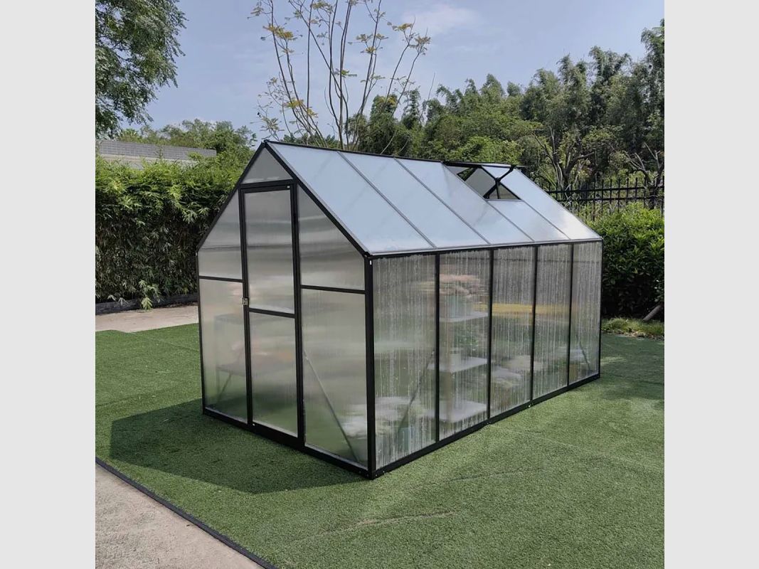 Tuinserre van aluminium en polycarbonaat 5,17 m² - 292x177x192 cm, afbeelding 2 van 9