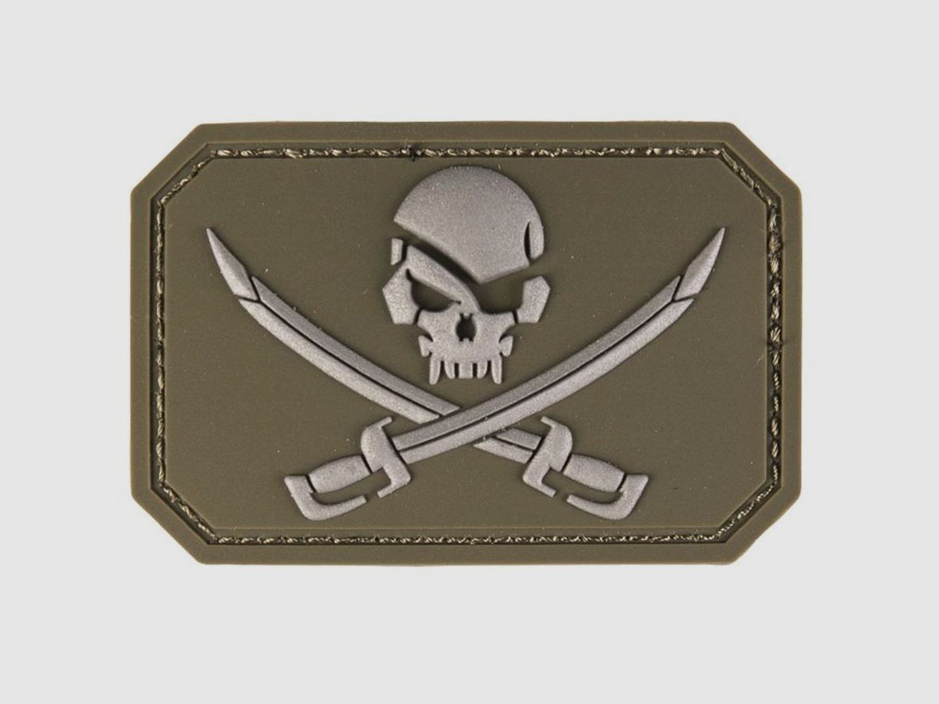 3D Skull w. Swords PVC Patch oliv