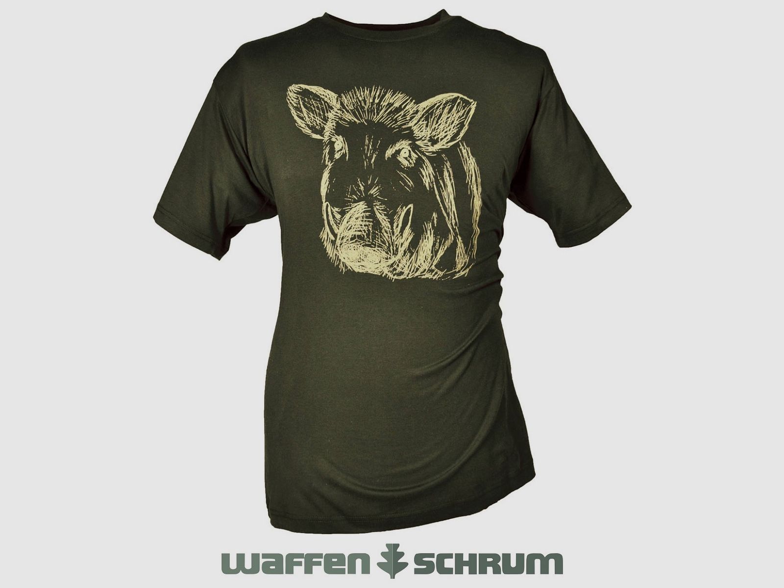 T-shirt Hubertus Tête de sanglier Olive