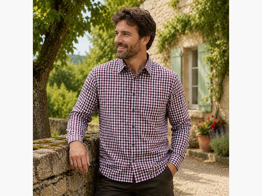 Chemise Gandja vichy orange/bleu coton M-3XL