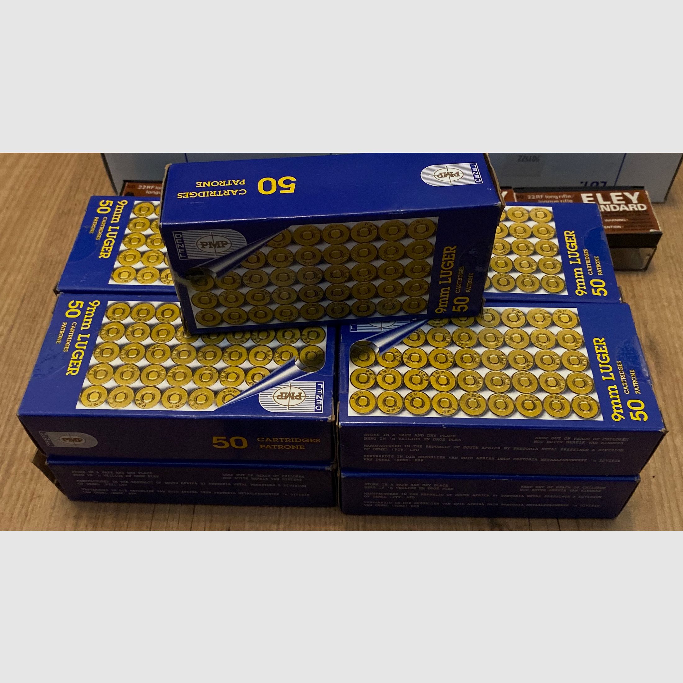 Verkaufe zwecks Hobbyaufgabe 450 Schuss 9 mm Luger vom Hersteller Denel PMP